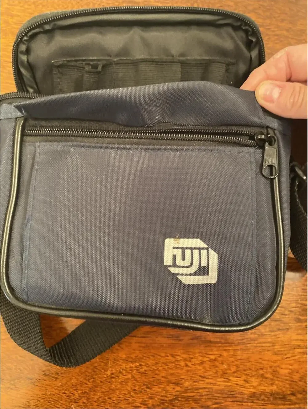 Vintage Navy Fuji Fujifilm Camera Bag w/ Adjustable Strap Exterior Pocket 8x7x3